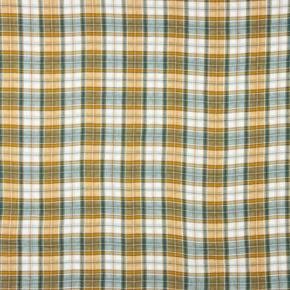 Doble Gasa Vichy Reversible Verde-Ocre - Ribes y Casals