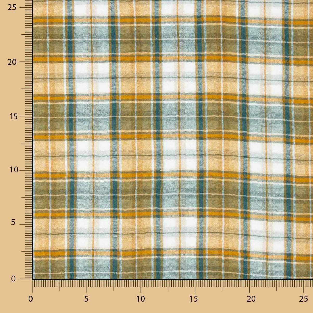 Doble Gasa Vichy Reversible Verde-Ocre - Ribes y Casals