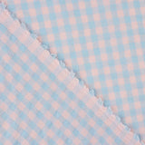 Batista Seersucker Vichy Azul Suave y Rosa - Ribes y Casals