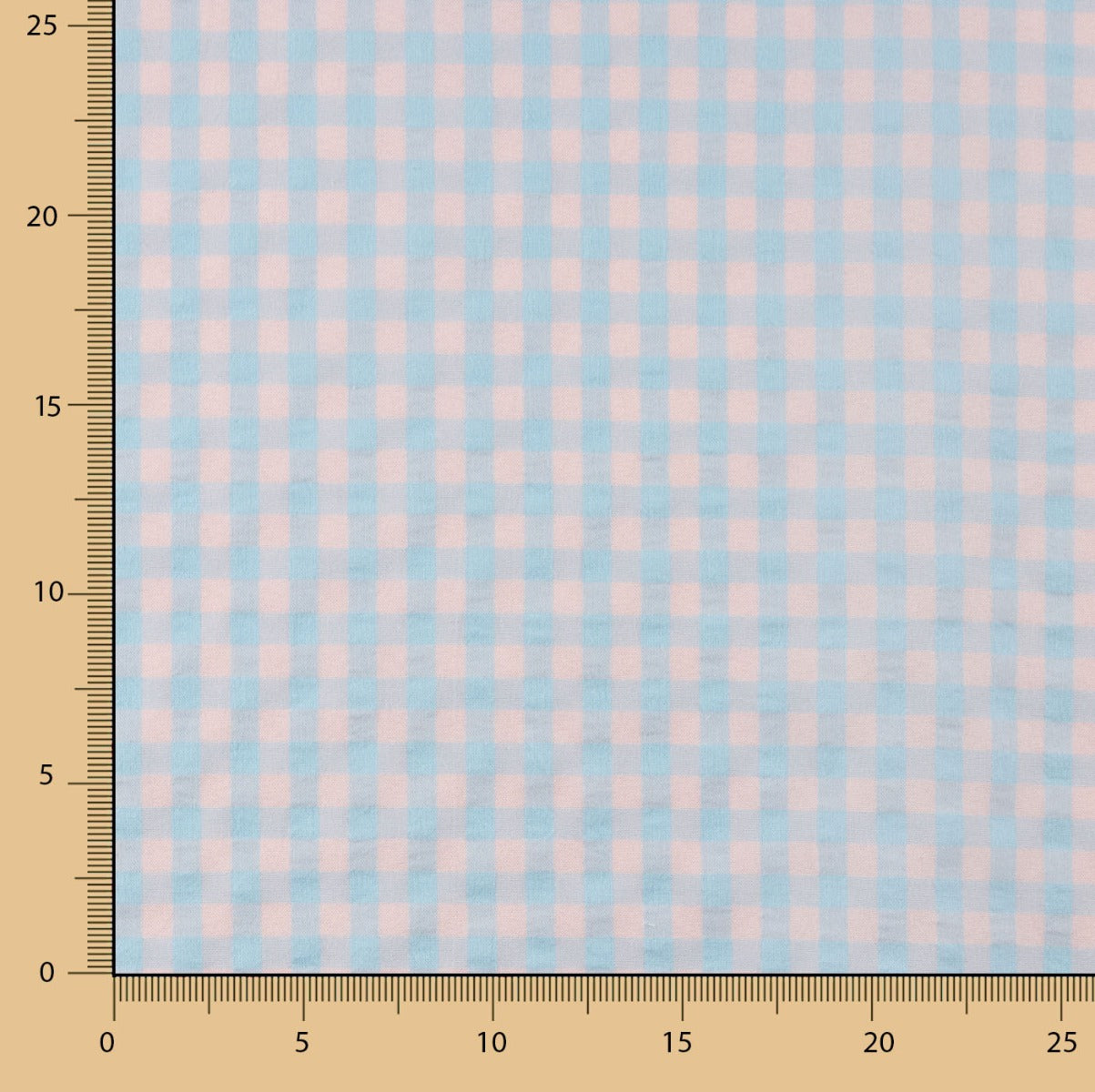 Batista Seersucker Vichy Azul Suave y Rosa - Ribes y Casals