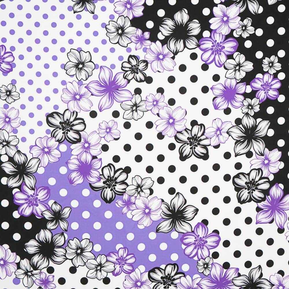 Bielástico Flor Lunares Mix Malva - Ribes y Casals