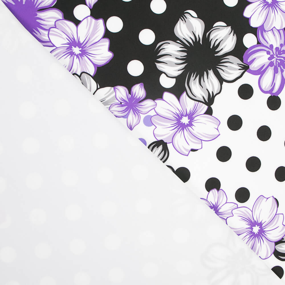 Bielástico Flor Lunares Mix Malva - Ribes y Casals