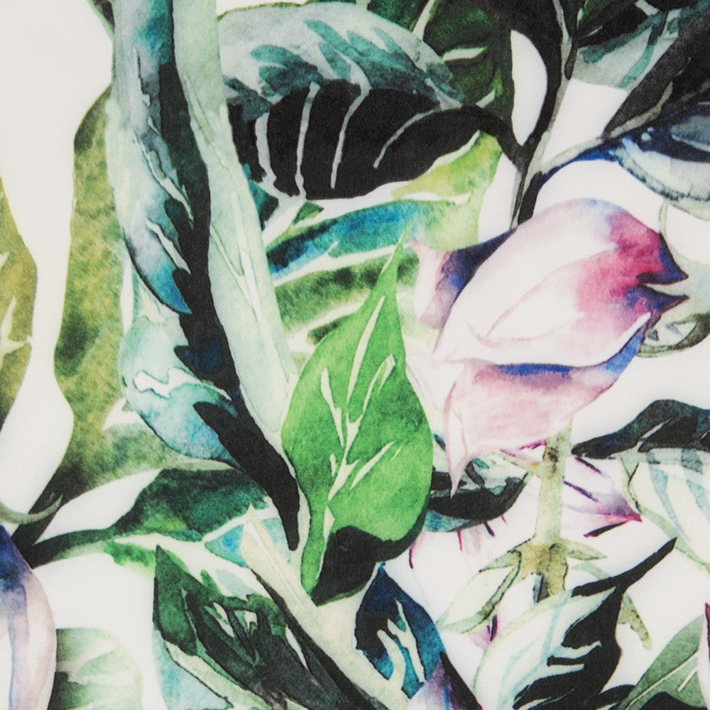 Retal Bielástico Tropical Fondo Blanco 135x150 cm - Ribes y Casals