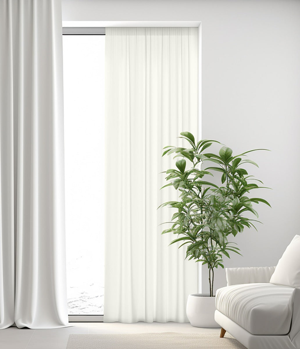 Confección Cortina Fruncida Lino Premium Blanco Natural - Ribes y Casals