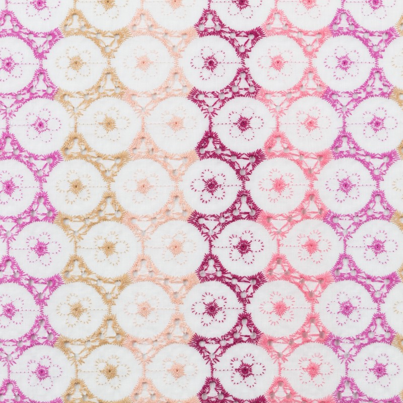 Bordado Suizo Flores Fucsias - Ribes y Casals