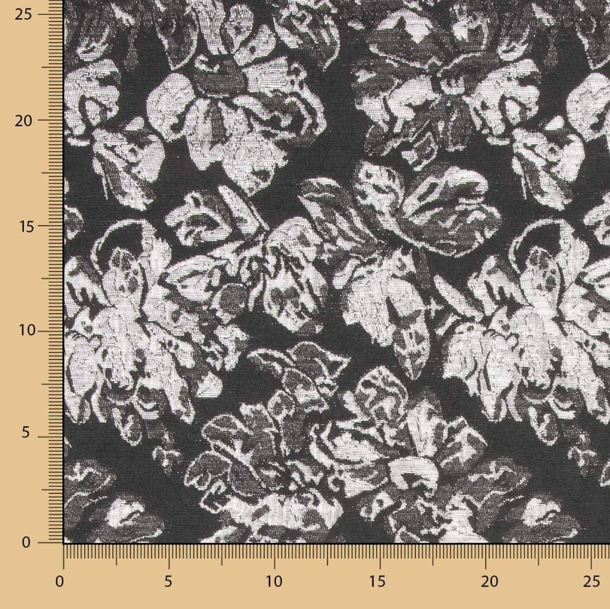 Brocado Flor Negro Plata - Ribes y Casals