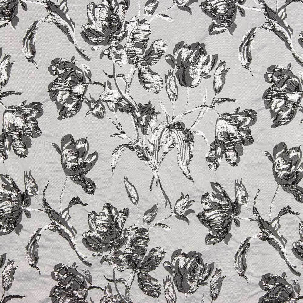 Brocado Flor Plata Negro - Ribes y Casals