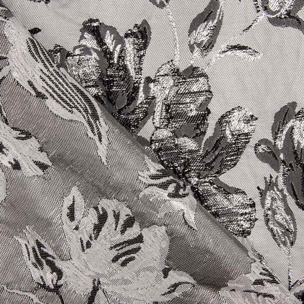 Brocado Flor Plata Negro - Ribes y Casals