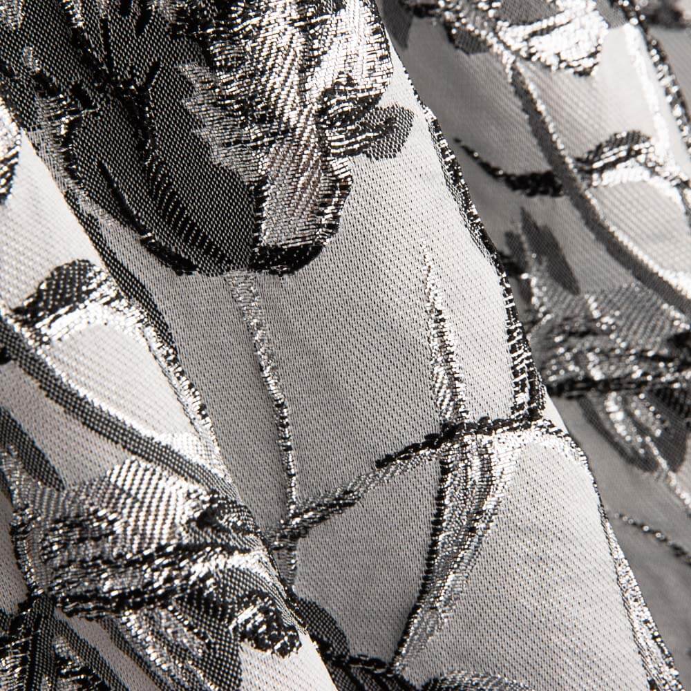 Brocado Flor Plata Negro - Ribes y Casals