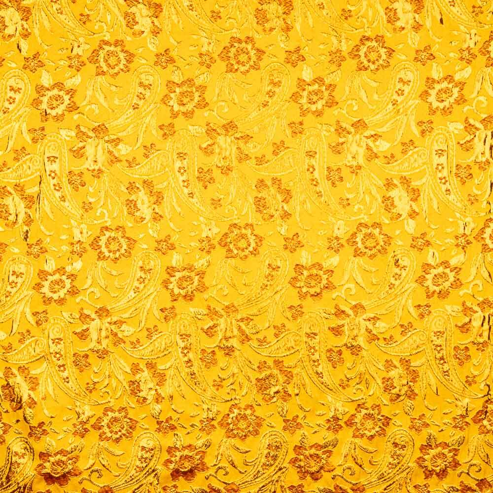 Brocado Lurex Flor Amarillo Rojo Dorado - Ribes y Casals