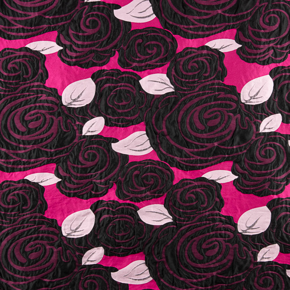 Brocado Rosas Negras Fucsia - Ribes y Casals
