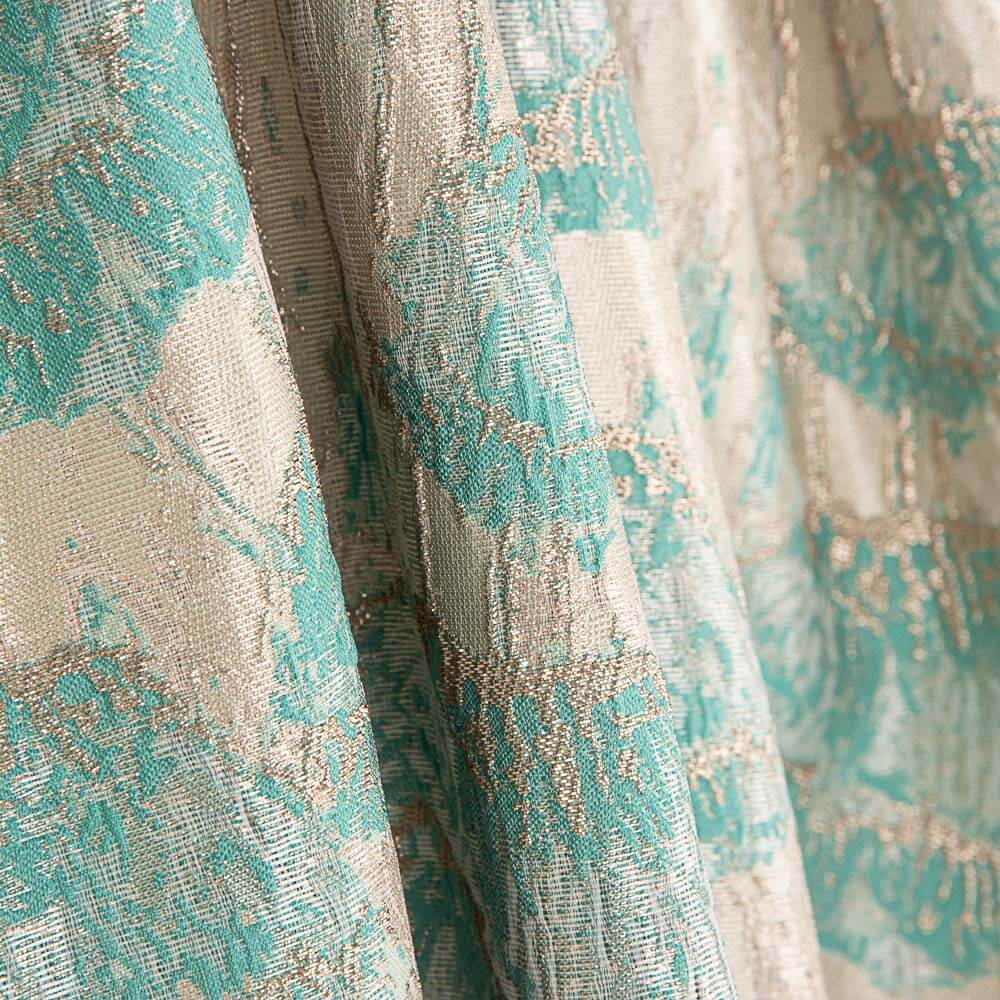 Brocado Flor Amapola Verde Agua - Ribes y Casals