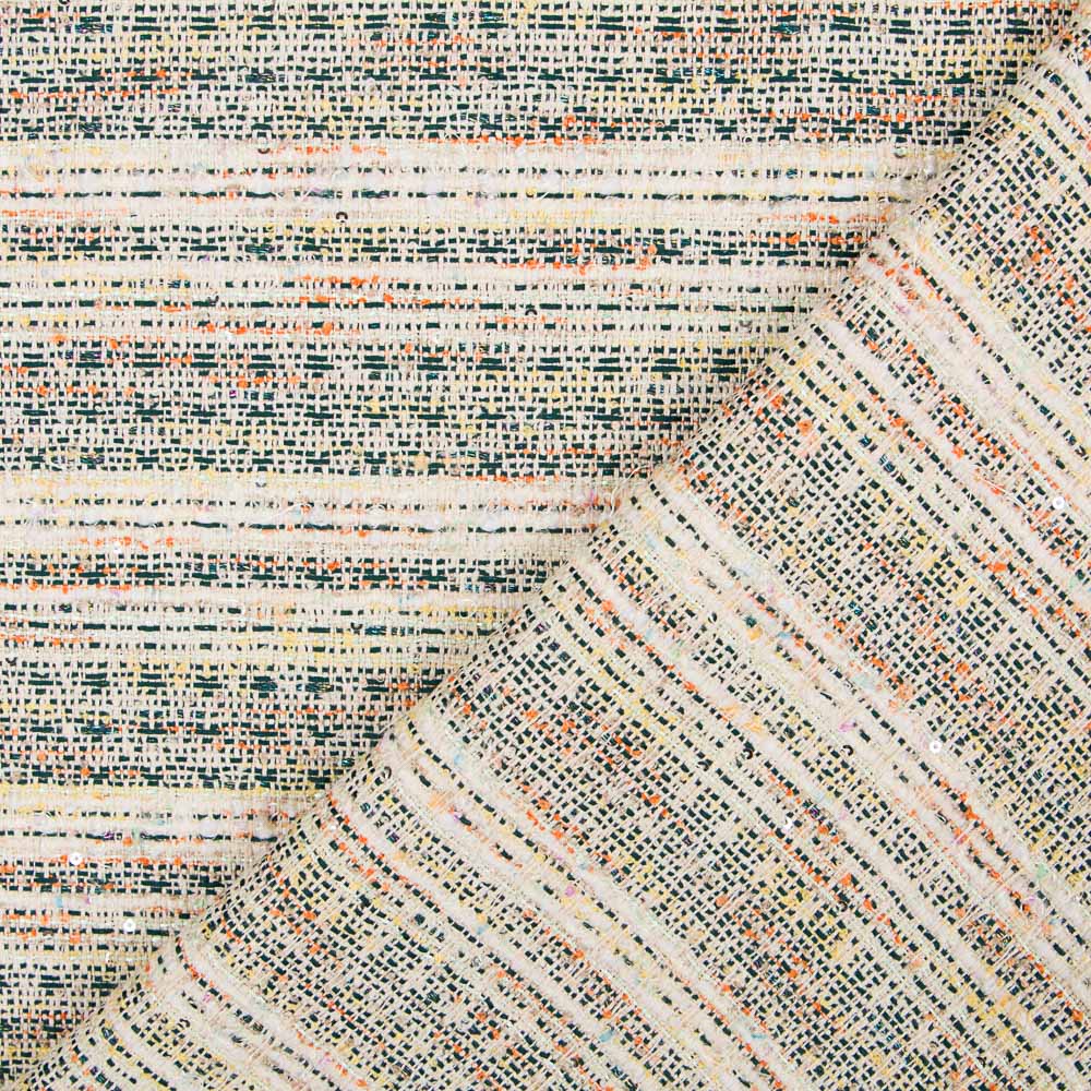 Tweed Listado Verde Botella Lamé - Ribes y Casals