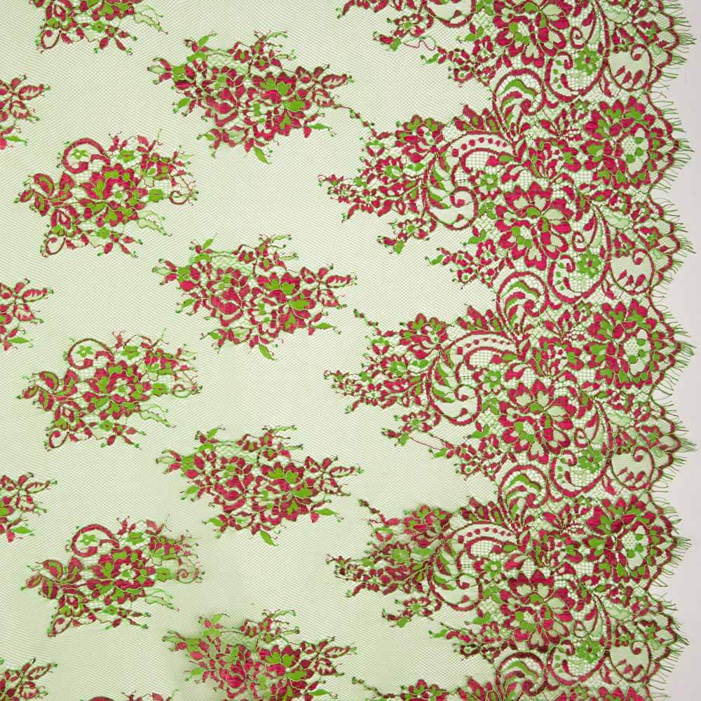 Encaje Chantilly Bicolor Verde-Fucsia - Ribes y Casals