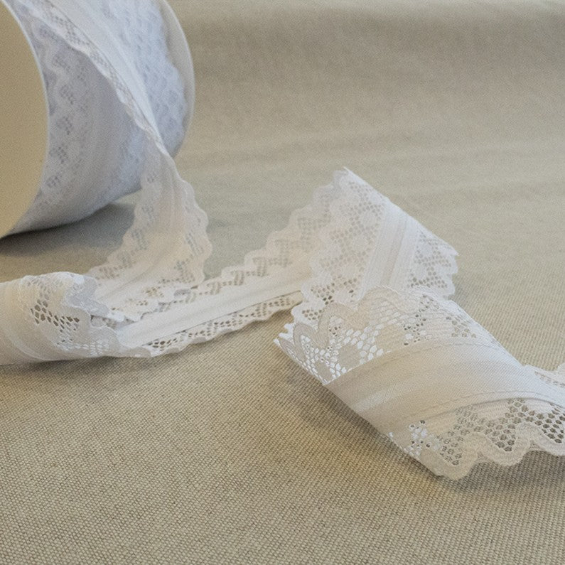 Cinta Bies Encaje Blanco 53mm - Ribes y Casals