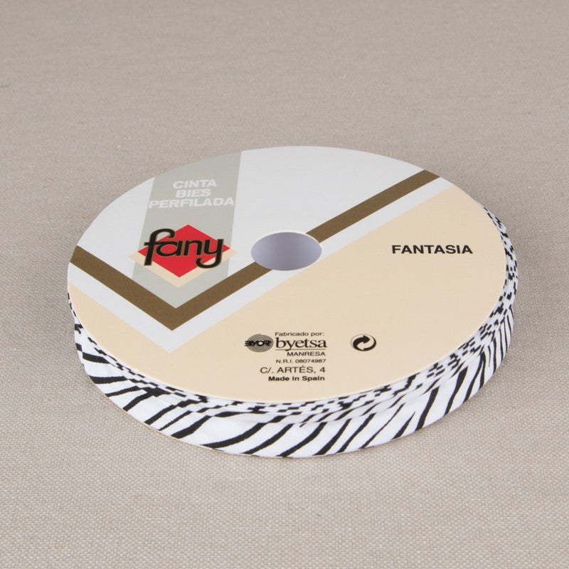 Cinta Bies Fantasía Cebra 18mm - Ribes y Casals