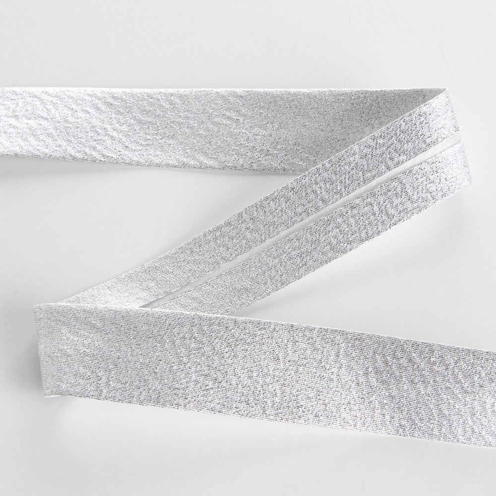 Cinta Bies Lamé Plata 30mm - Ribes y Casals