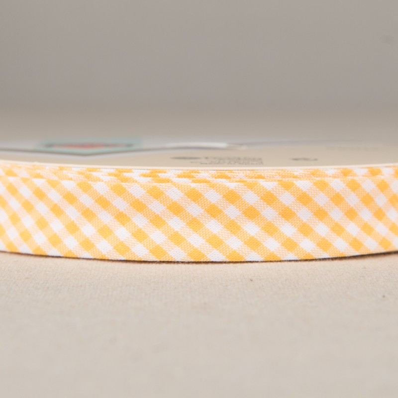Cinta Bies Vichy Amarilla 18mm - Ribes y Casals
