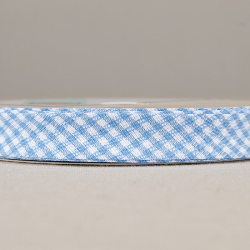 Cinta Bies Vichy Celeste 18mm - Ribes y Casals