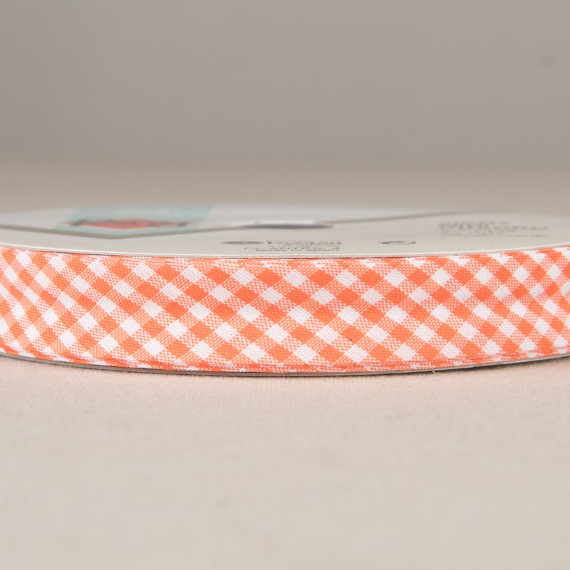 Cinta Bies Vichy Naranja 18mm - Ribes y Casals