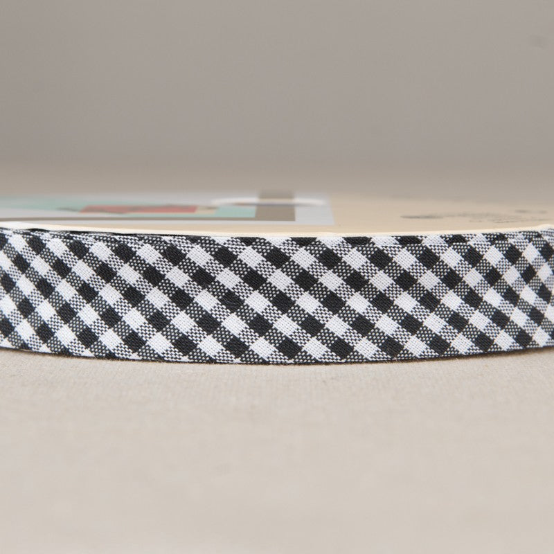 Cinta Bies Vichy Negra 18mm - Ribes y Casals