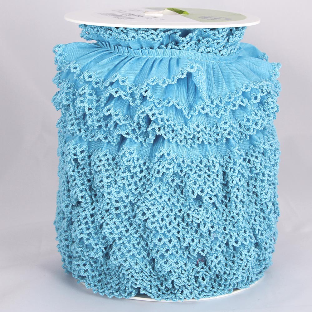 Cinta Plisada Piquillo Garrucha 3cm Azul - Ribes y Casals