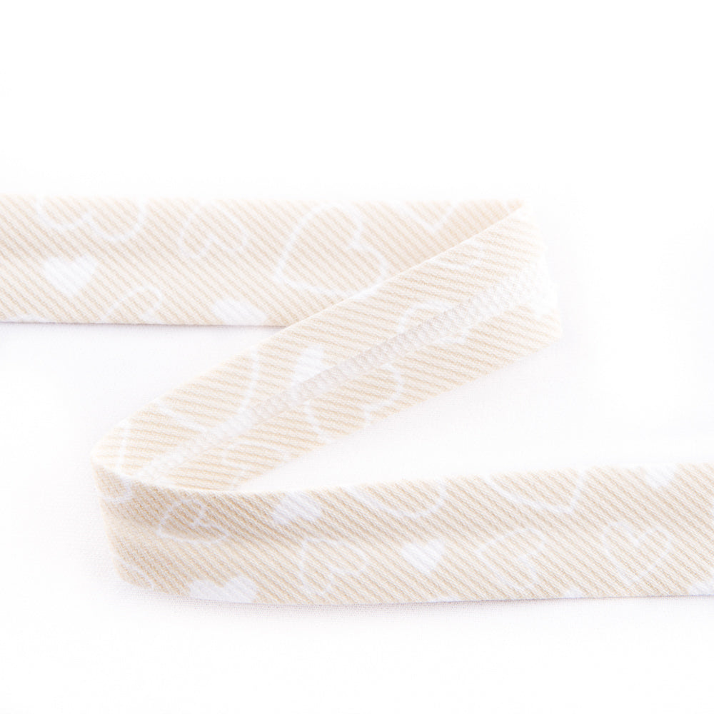 Cinta Bies Corazones Beige 18 mm - Ribes y Casals