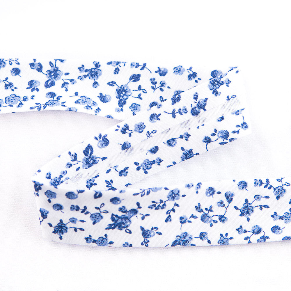 Cinta Bies Flor Azul 18 mm - Ribes y Casals