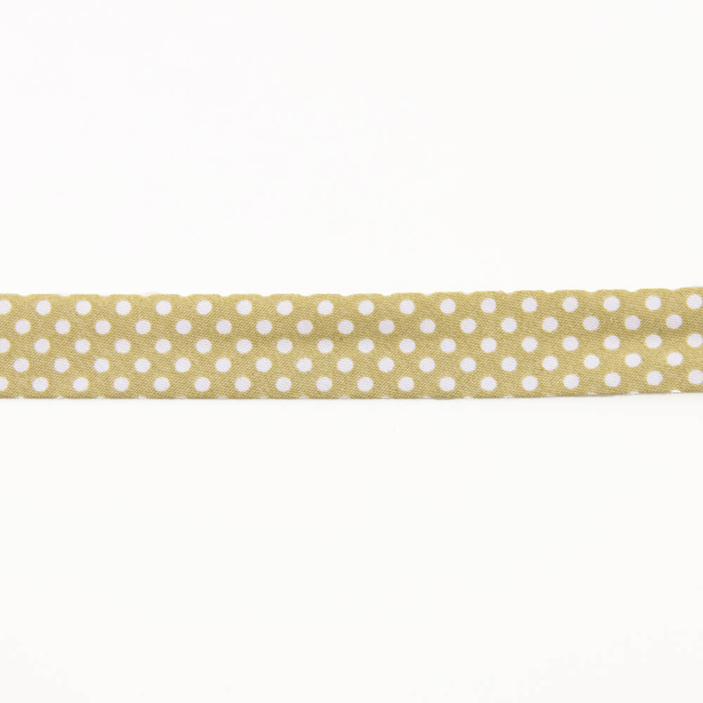 Cinta Bies Lunares Beige 18mm - Ribes y Casals