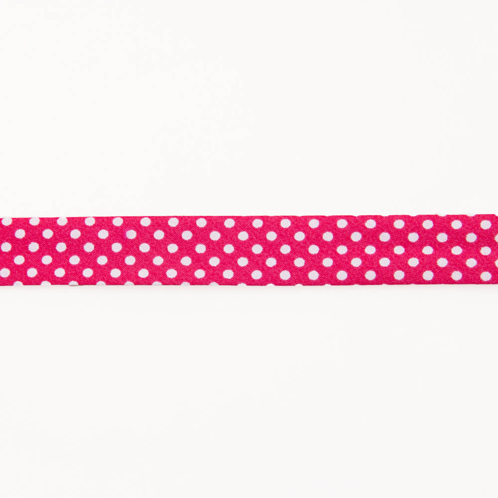 Cinta Bies Lunares Fucsia 18mm - Ribes y Casals