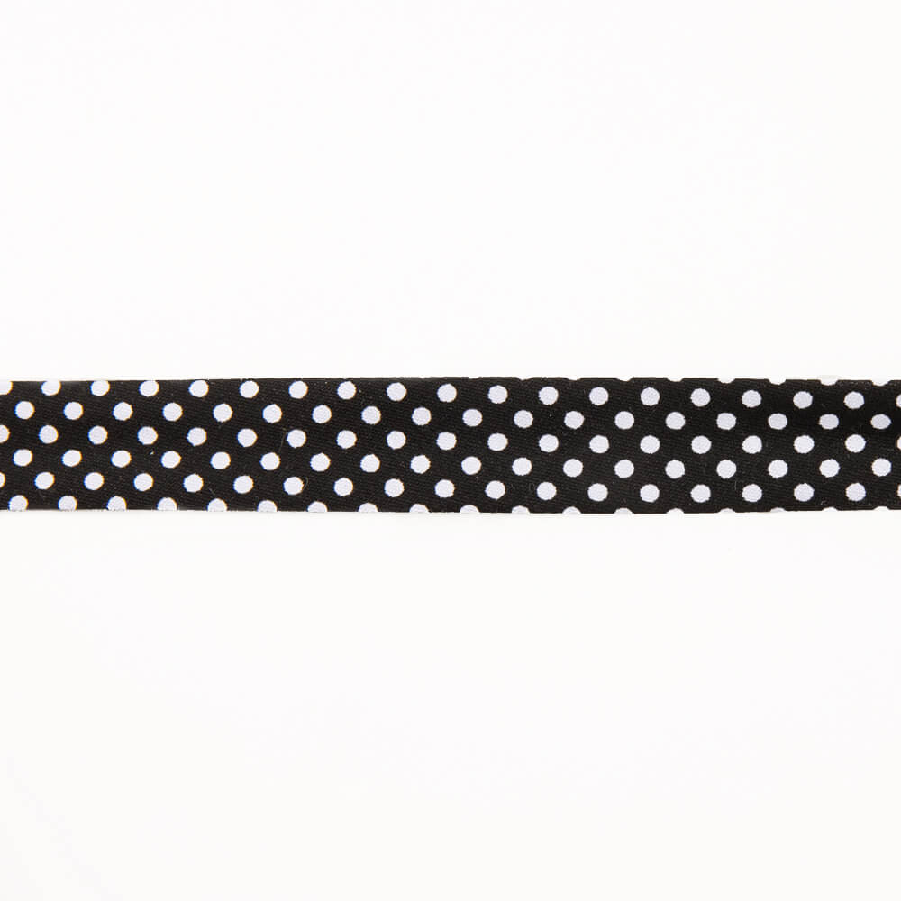Cinta Bies Lunares Negro 18mm - Ribes y Casals