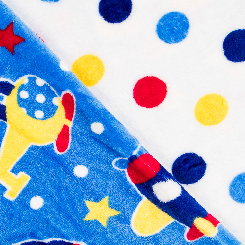 Coralina Reversible Aviones Azul y lunares colores - Ribes y Casals