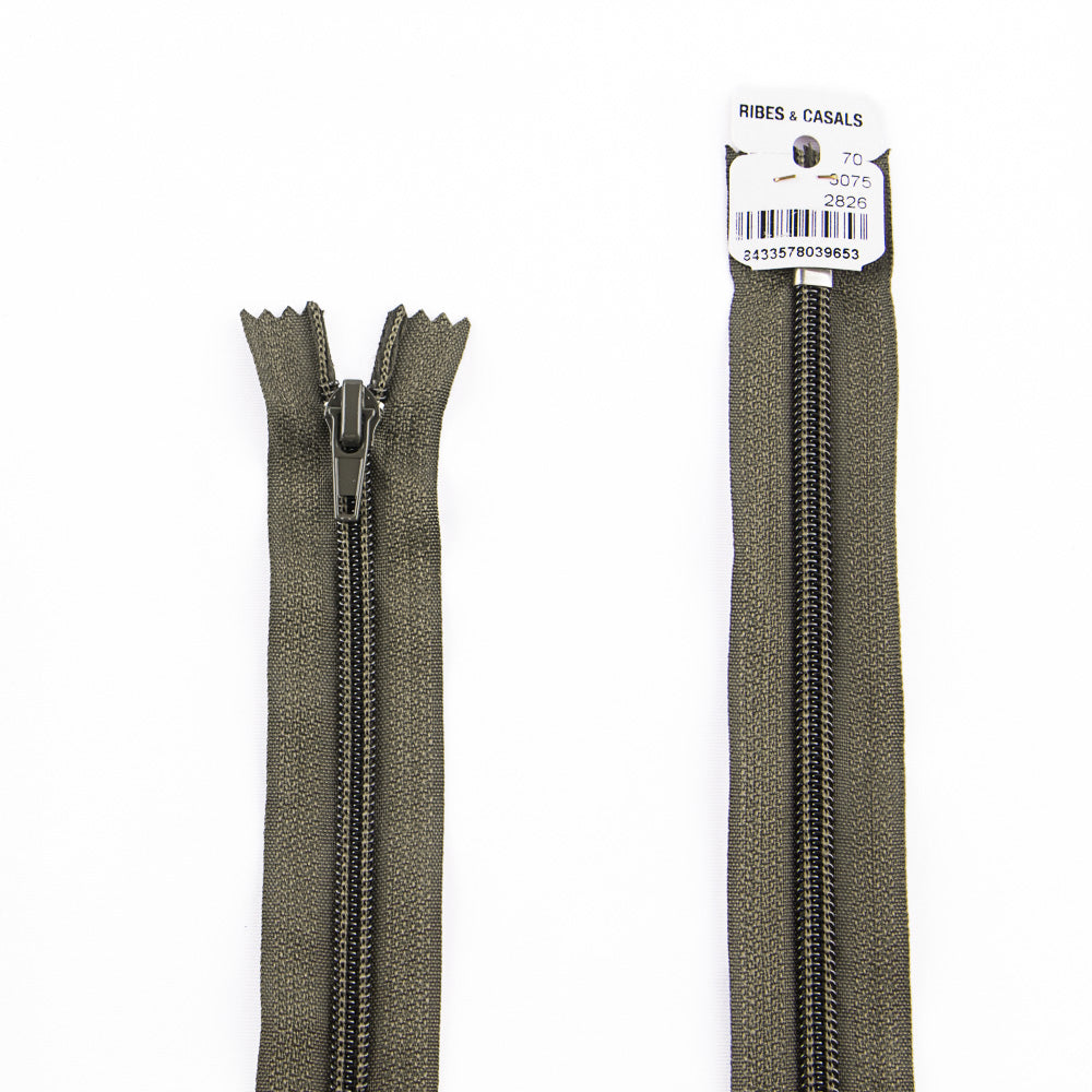 Cremallera cerrada de nylon Kaky Oscuro Malla 5 - Ribes y Casals