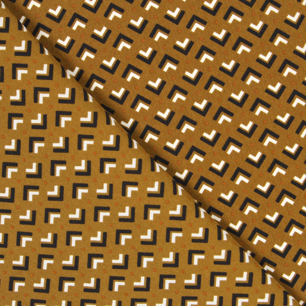 Crep China Geométrico Marrón - Ribes y Casals