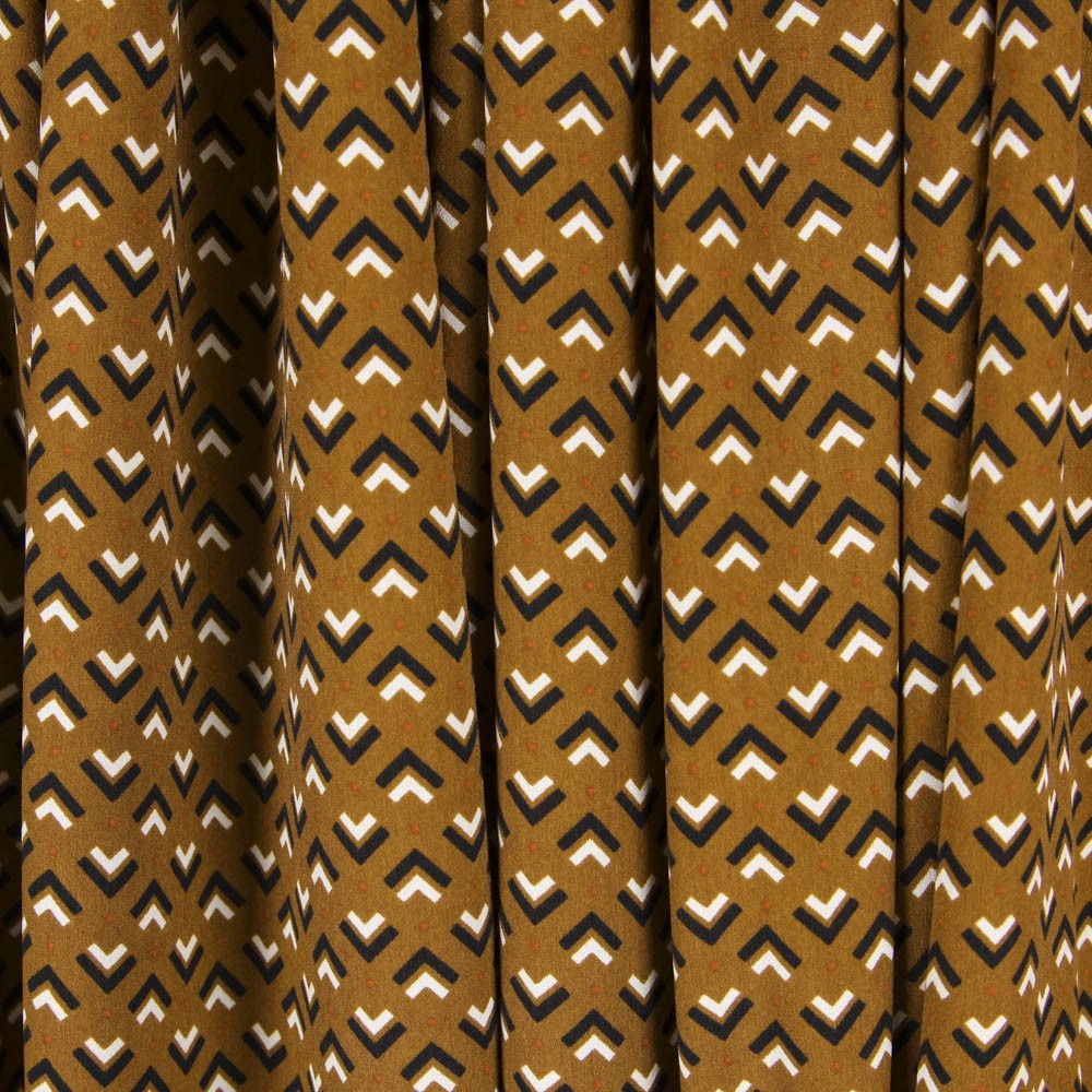 Crep China Geométrico Marrón - Ribes y Casals