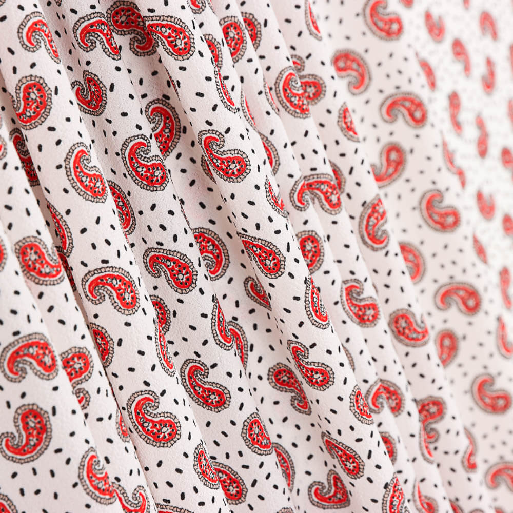 Crep Poliéster Mini Cachemire Blanco - Ribes y Casals