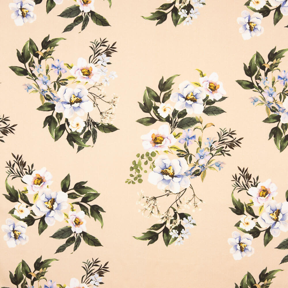 Crep Viscosa Floral Beige - Ribes y Casals