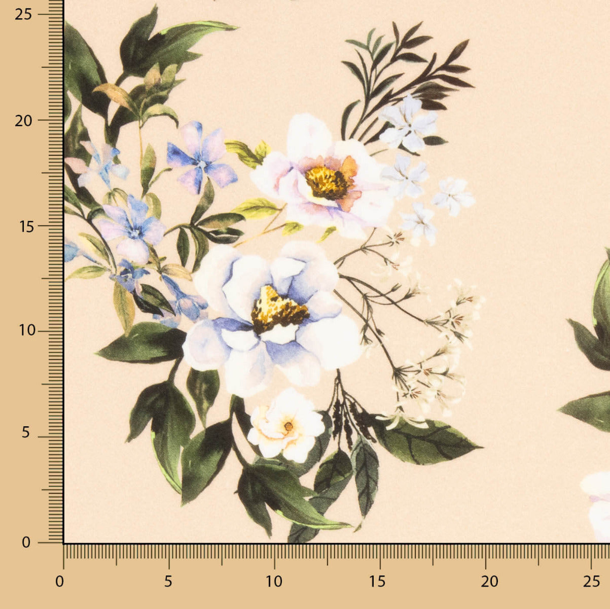 Crep Viscosa Floral Beige - Ribes y Casals