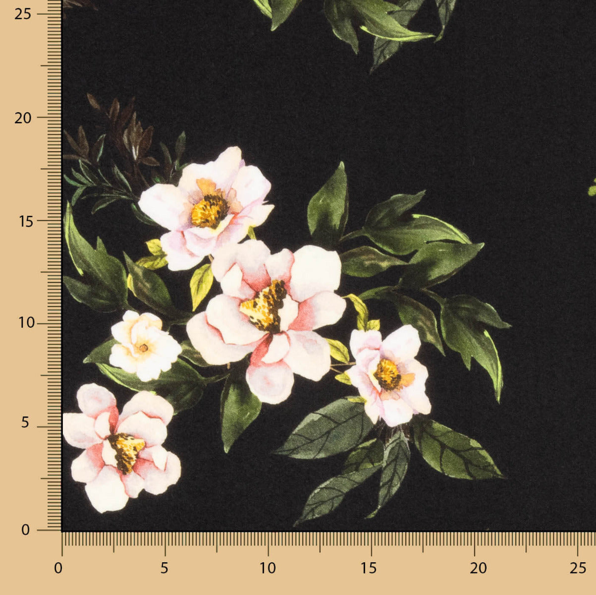 Crep Viscosa Floral Negro - Ribes y Casals