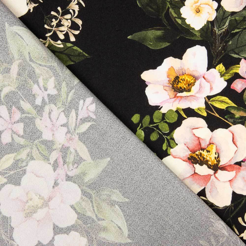 Crep Viscosa Floral Negro - Ribes y Casals