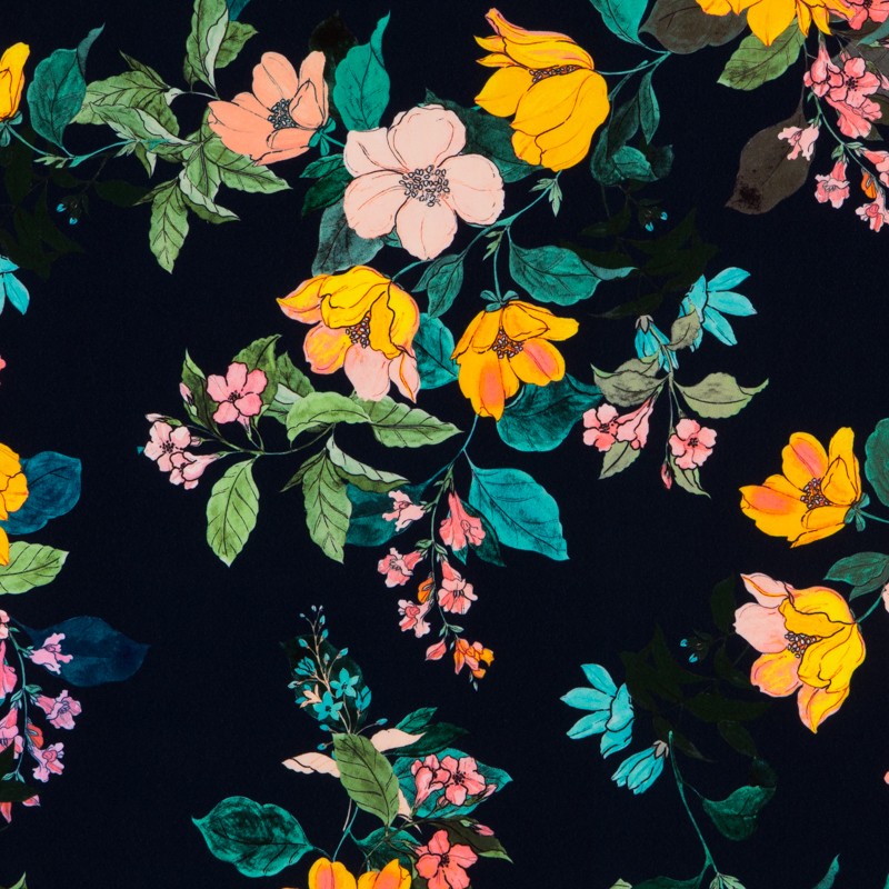 Crepe Botanic Navy - Ribes y Casals
