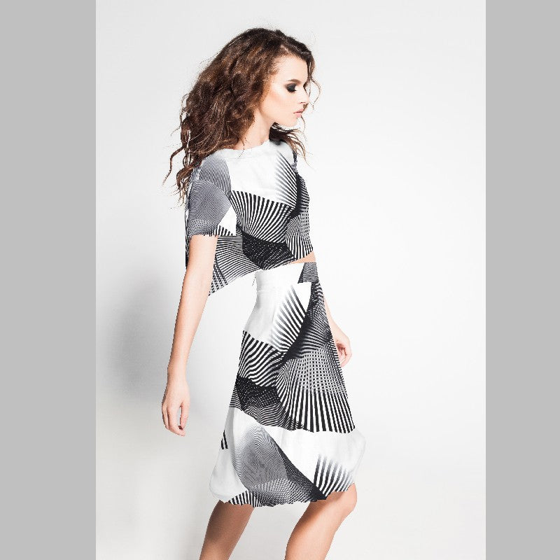 Crepe Diagonal Blanca Negra - Ribes y Casals