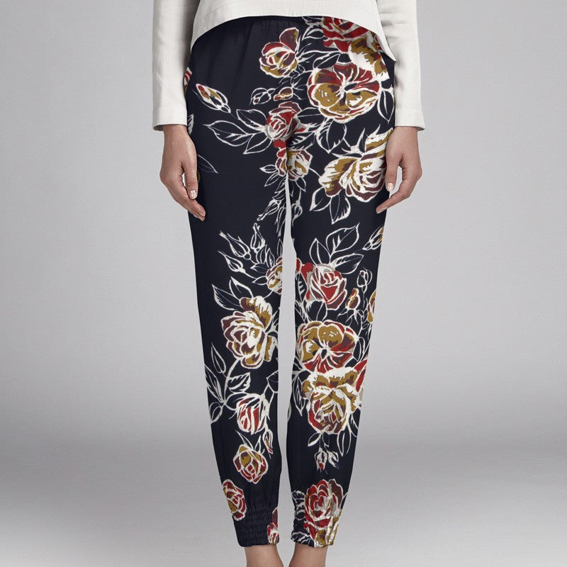 Crepe Elástica Floral Navy - Ribes y Casals