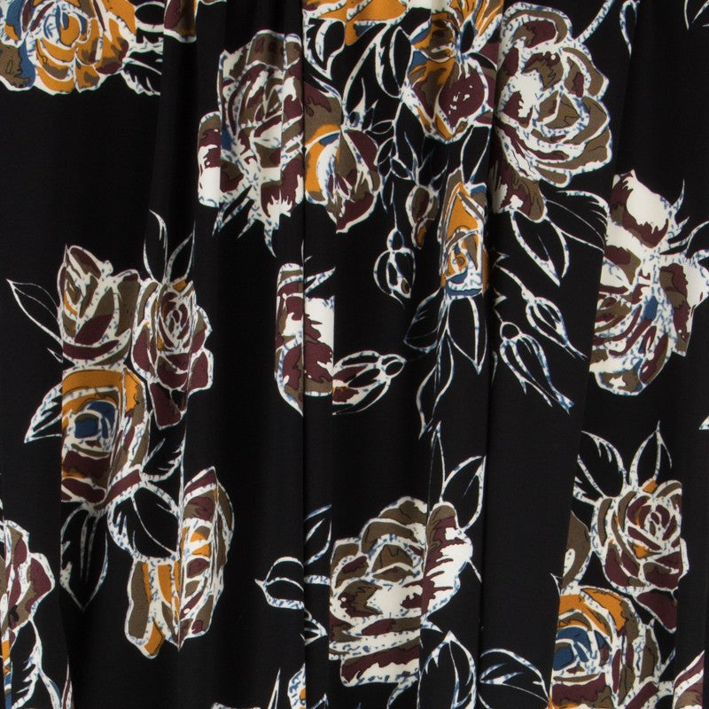 Crepe Elástica Floral Negra - Ribes y Casals