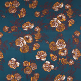 Crepe Elástica Floral Petróleo - Ribes y Casals