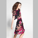 Crepe Estampada Dragón Negra - Ribes y Casals