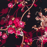 Crepe Estampada Dragón Negra - Ribes y Casals