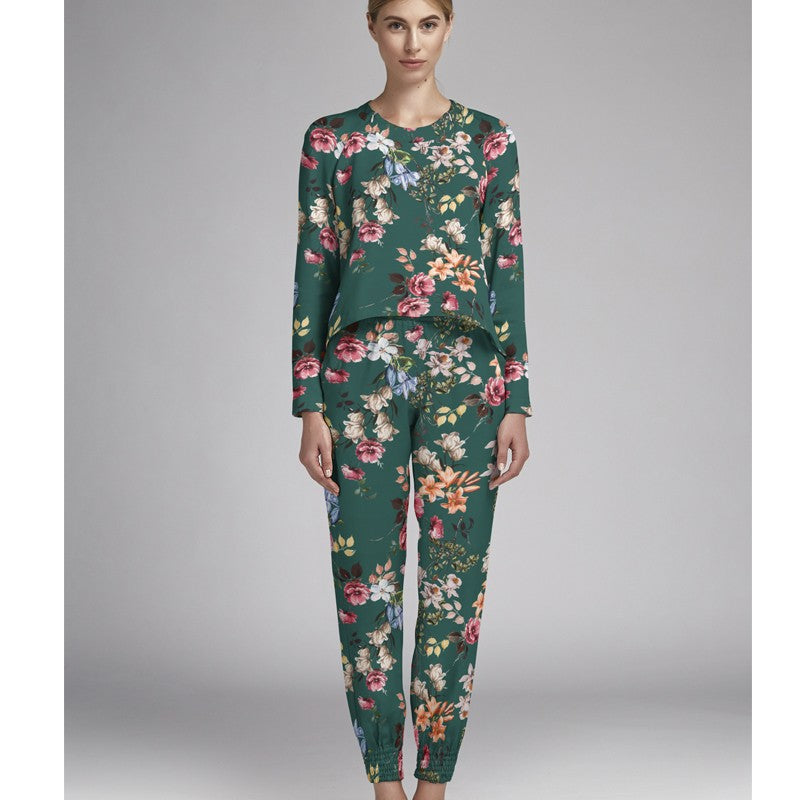 Crepe Estampada Floral Verde - Ribes y Casals