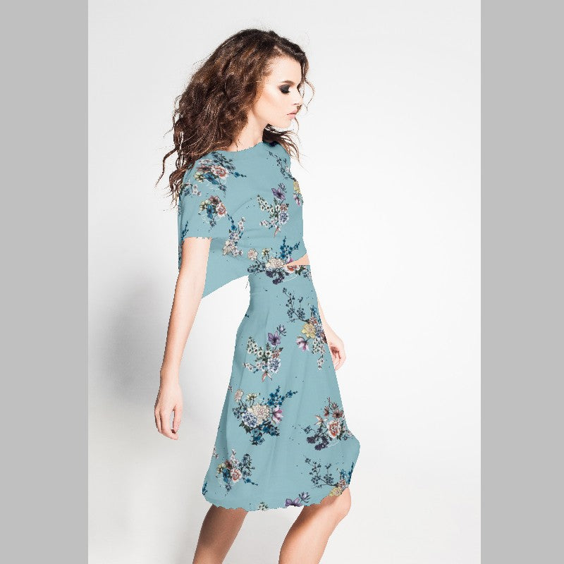 Crepe Estampada Kimono Agua - Ribes y Casals