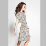 Crepe Floral Turquesa Claro - Ribes y Casals